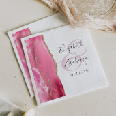 Agate Geode Schrift Roze Gouden Trouw Servet
