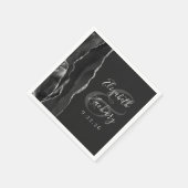 Agate Geode Schrift Zwart Zilver Donkere Bruiloft Servet (Hoek)