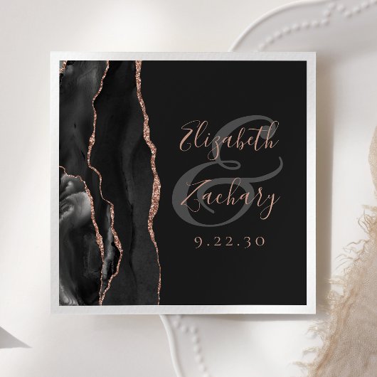 Agate Geode Schrift Zwarte Roos Goud Donkere Bruil Servet