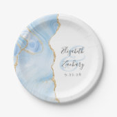 Agate Geode Script Baby Blue Gouden Trouwset Papieren Bordje (Voorkant)
