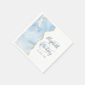 Agate Geode Script Baby Blue Gouden Trouwset Servet (Hoek)