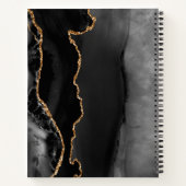 Agate Geode Script Black Gold Dark Weddenest Notitieboek (Achterkant)