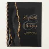 Agate Geode Script Black Gold Dark Weddenschappen Planner (Voorkant)