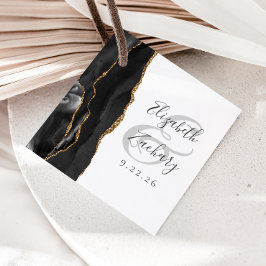 Agate Geode Script Black Gold Wedding Bedankjes Labels