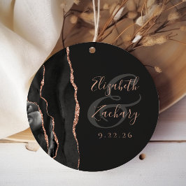 Agate Geode Script Black Roos Gold Dark Weddenscha Bedankjes Labels