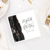 Agate Geode Script Black Roos Gold Wedding Servet