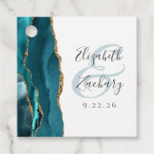 Agate Geode Script Blauwgroen Gold Wedding Bedankjes Labels (Voorkant)
