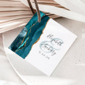 Agate Geode Script Blauwgroen Gold Wedding Bedankjes Labels