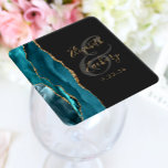 Agate Geode Script Blauwgroen gouden donkere bruil Kartonnen Onderzetters<br><div class="desc">Dit elegante moderne bruiloft onderzetter is voorzien van een blauwgroen geo-ontwerp van de waterverf dat is getrimd met faux gouden glitter. Pas eenvoudig de gouden kleurtekst aan op een grijze achtergrond met houtskool,  met de namen van de bruid en de groom in handschriftelende kalligrafie over een groot,  middelgrijs ampersand.</div>