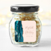 Agate Geode Script Blauwgroen Roos Gold Blush Wedd Vierkante Sticker