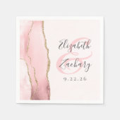 Agate Geode Script Blush Roze Gouden Trouw Servet (Voorkant)