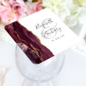 Agate Geode Script Bourgondië Gouden Bruiloft Kartonnen Onderzetters