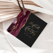 Agate Geode Script Burgundy Gold Donkere bruiloft Bedankjes Labels
