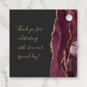 Agate Geode Script Burgundy Gold Donkere bruiloft Bedankjes Labels (Achterkant)