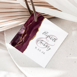Agate Geode Script Burgundy Gold Wedding Bedankjes Labels
