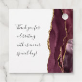 Agate Geode Script Burgundy Gold Wedding Bedankjes Labels (Achterkant)