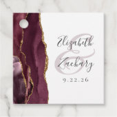 Agate Geode Script Burgundy Gold Wedding Bedankjes Labels (Voorkant)