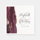 Agate Geode Script Burgundy Gold Wedding Servet (Voorkant)