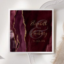 Agate Geode Script Burgundy Gold Wedding