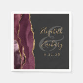 Agate Geode Script Burgundy Goud Donkere Bruiloft Servet (Voorkant)