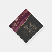 Agate Geode Script Burgundy Goud Donkere Bruiloft Servet (Hoek)