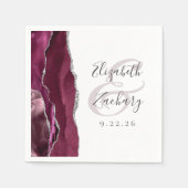Agate Geode Script Burgundy Silver Wedding Servet (Voorkant)