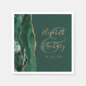 Agate Geode Script Emerald Green Gold Wedding Servet (Voorkant)