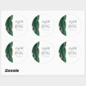 Agate Geode Script Emerald Green Roos Gold Wedding Ronde Sticker (Vel)