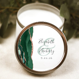 Agate Geode Script Emerald Green Roos Gold Wedding Ronde Sticker