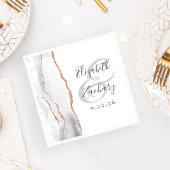 Agate Geode Script Gray White Rose Gold Weddenscha Servet