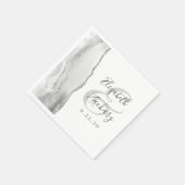 Agate Geode Script Grijs Wit Zilver Bruiloft Servet (Hoek)