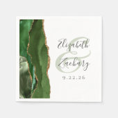 Agate Geode Script Hunter Green Gold Wedding Servet (Voorkant)