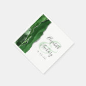 Agate Geode Script Hunter Groen Zilveren Bruiloft Servet (Hoek)