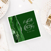 Agate Geode Script Hunter Groen Zilveren Bruiloft Servet
