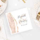 Agate Geode Script Ivory Gold Wedding Servet