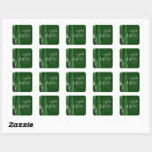 Agate Geode Script Jager Groen Zilveren Bruiloft Vierkante Sticker (Vel)