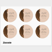 Agate Geode Script Mocha Bruin Goud Tan Bruiloft Ronde Sticker (Vel)
