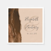 Agate Geode Script Mocha Bruin Goud Tan Bruiloft Servet (Voorkant)