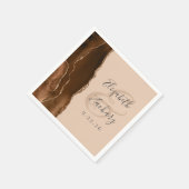 Agate Geode Script Mocha Bruin Goud Tan Bruiloft Servet (Hoek)
