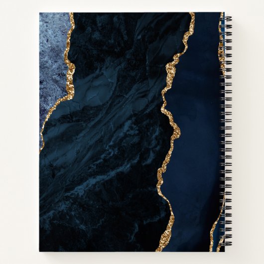 Agate Geode Script Navy Blue Gold Wedding Guest Notitieboek (Achterkant)