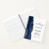 Agate Geode Script Navy Blue Gold Wedding Guest Notitieboek (Binnen)
