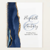 Agate Geode Script Navy Blue Gold Wedding Plans Planner (Voorkant)