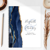 Agate Geode Script Navy Blue Gouden Huwelijksplann Planner