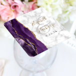 Agate Geode Script Paars Gold Marble Wedding Kartonnen Onderzetters<br><div class="desc">Dit elegante moderne bruiloft onderzetter is voorzien van een paarse waterverf geo-vormgeving met faux goudglitter op een achtergrond van witte en grijze marmer. Pas eenvoudig de namen van de bruid aan en de bruidegom in gouden handschrift-kalligrafie over een grote,  lichtgrijze ampersand.</div>