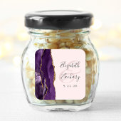 Agate Geode Script Paars Goud Blozen Bruiloft Vierkante Sticker