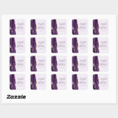 Agate Geode Script Paars Goud Lavendel Trouwen Vierkante Sticker (Vel)