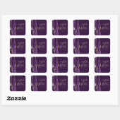 Agate Geode Script Paars Goud Pruim Trouwen Vierkante Sticker (Vel)