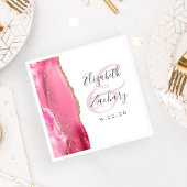 Agate Geode Script Pink Gold Wedding Servet