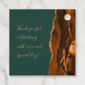 Agate Geode Script Roestig Goud Donkergroene Trouw Bedankjes Labels (Achterkant)