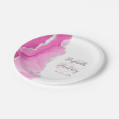 Agate Geode Script Roze Zilveren Bruiloft Papieren Bordje (Gekanteld)